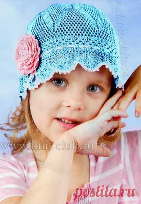 Летняя вязаная шапочка для девочки. Крючком. Схемы.  / knit-club.ru