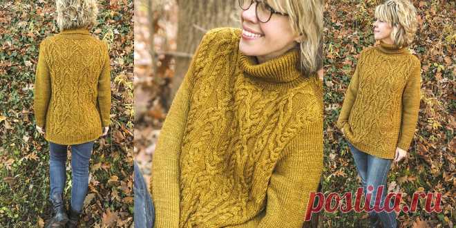 Свитер с косами спицами Fleuri.