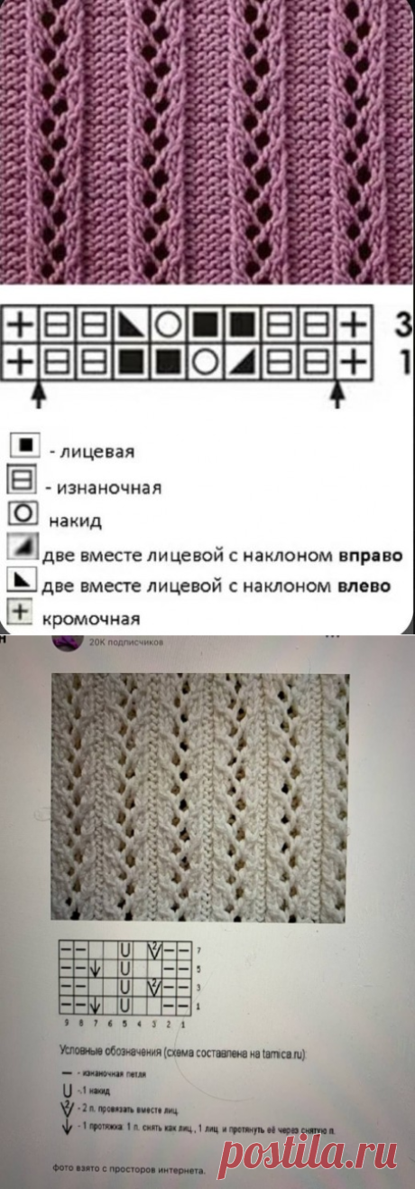 ​Подборка красивых узоров для спиц