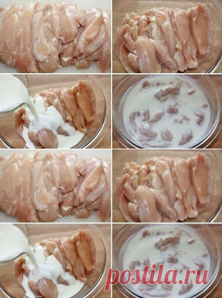 Лучшие кулинарные рецепты: Тушеная куриная грудка в кефире