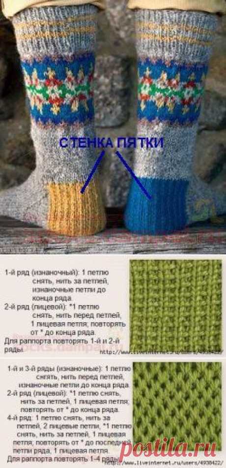 Примеры вязания утолщенной стенки пятки.