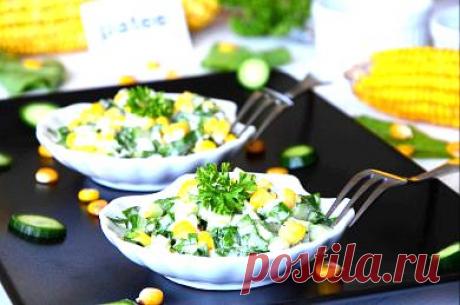Салат с щавелем кукурузой и огурцами - рецепт с фотографиями