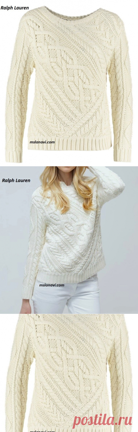 Вязаный пуловер по диагонали от Ralph Lauren - Вяжем с Лана Ви
