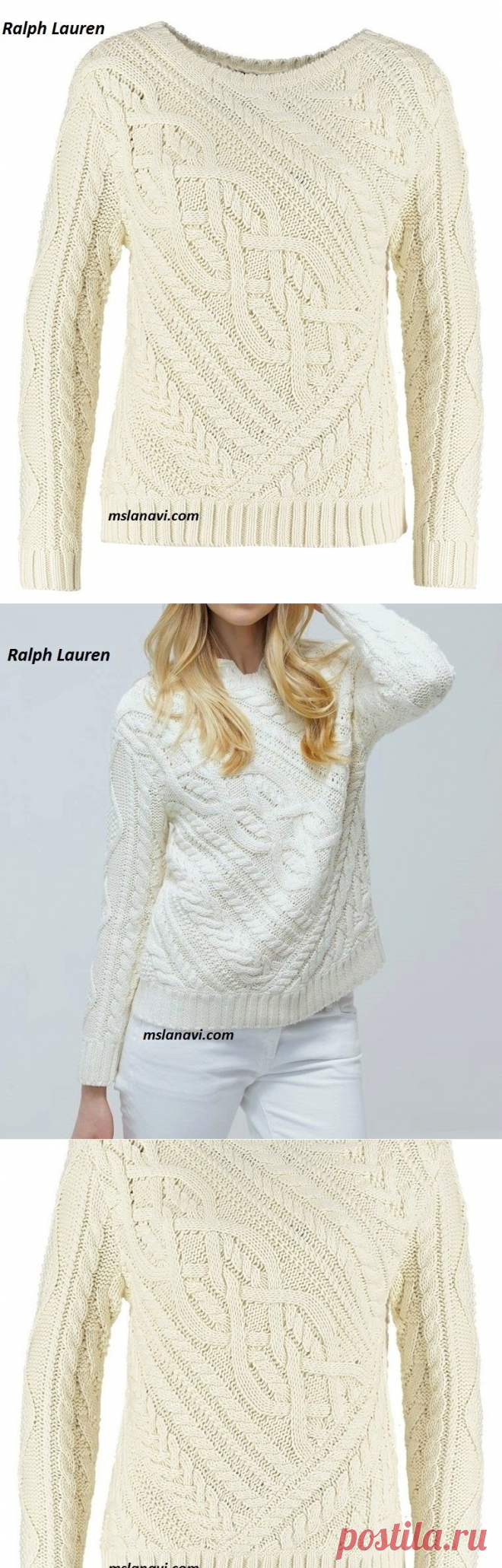 Вязаный пуловер по диагонали от Ralph Lauren - Вяжем с Лана Ви