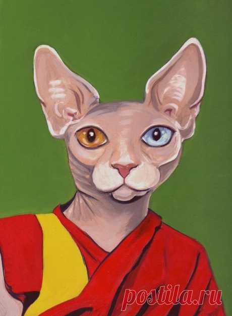 Кошки в одёжках от калифорнийской художницы Хизер Метун (Heather Mattoon)
