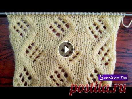 Красивый Узор Зигзаг с Ажурными ромбами. Вязание спицами / Ажурные УЗОРЫ СПИЦАМИ № 72 Как вязать Узор Зигзаг с Ажурными ромбами. Вязание спицами / узоры спицами для вязания шарфа, кофточки, жилетки, свитера, палантина... Ажурные узоры с...