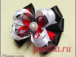 Многослойный бант из атласных лент. - Ярмарка Мастеров - ручная работа, handmade