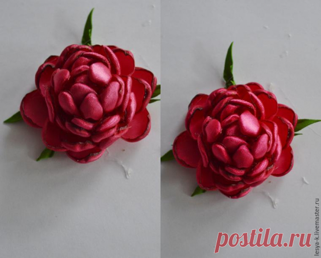 Делаем пион из лент - Ярмарка Мастеров - ручная работа, handmade