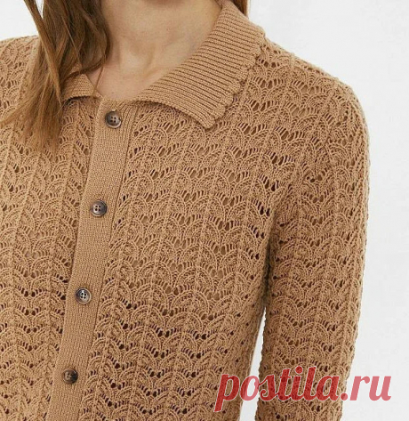 Интересный ажурный узор спицами.