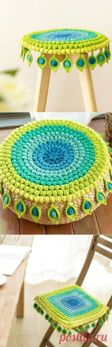 Funda Colorida para Taburetes en Crochet ♡ - Mil Ideas en Crochet