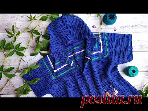Летний костюм. Топ с капюшоном. Часть 3. Капюшон крючком.