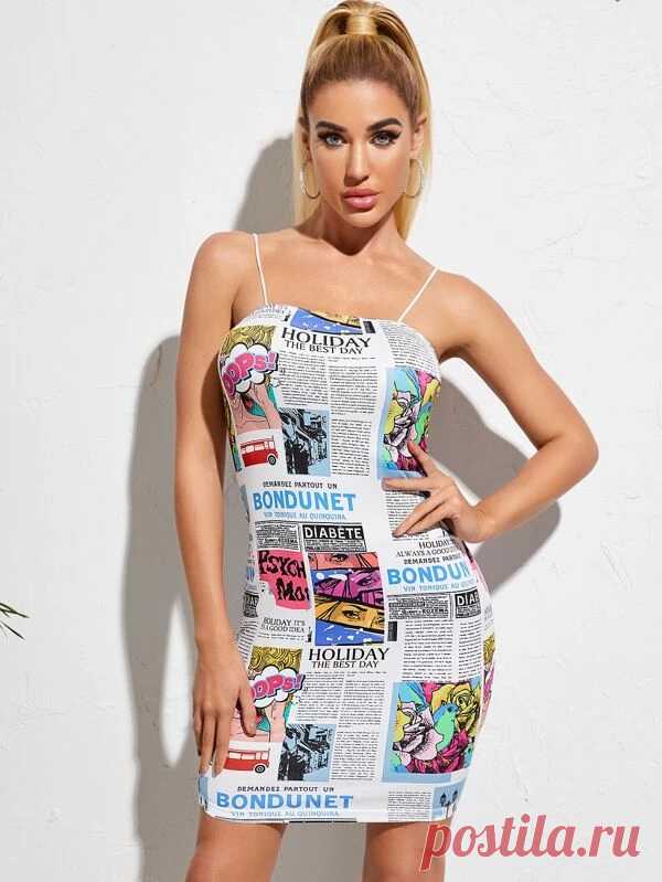Pop Art Print Cami Bodycon Dress
