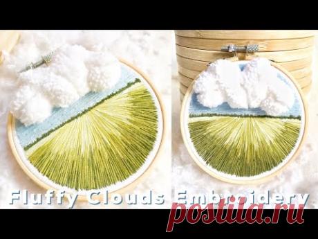 Fluffy Clouds Landscape Embroidery Tutorial ☁️