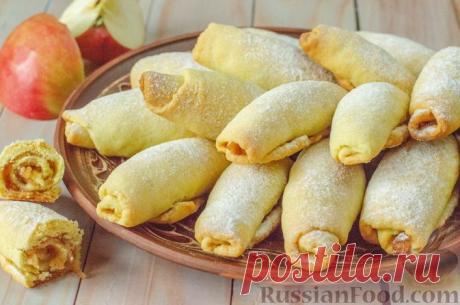 Рецепт: Песочные рулетики на кефире, с яблочной начинкой на RussianFood.com