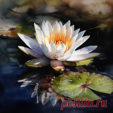 watercolor，water Lily，AI