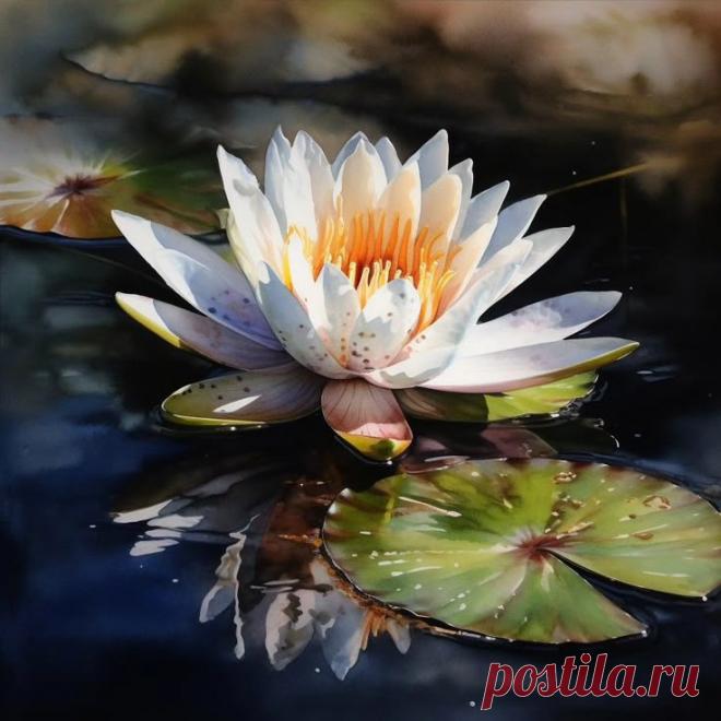 watercolor，water Lily，AI