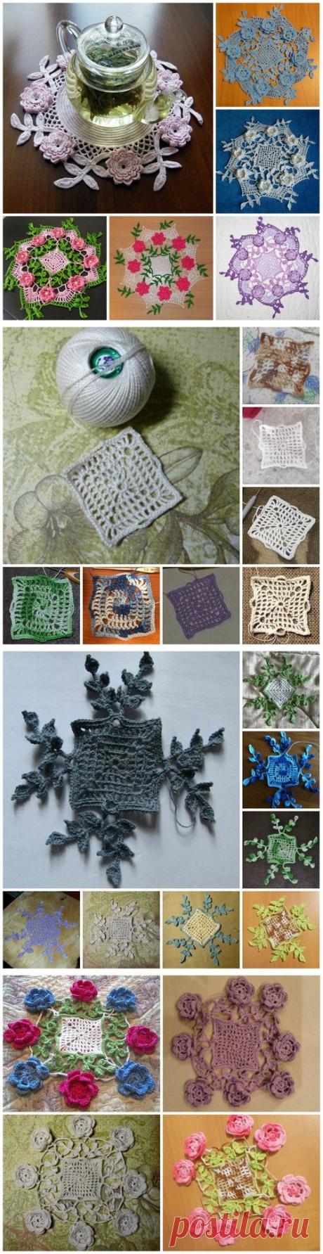 Салфетка с голубыми розами (Blue Rose Doily)