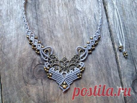 Micro macrame necklace elven jewelry light от creationsmariposa