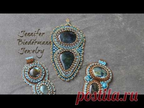 Bead embroidery labrarodite focal pendant tutorial