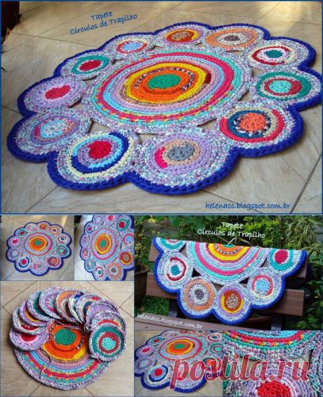 КОВРИК &quot;КРУГИ&quot; ИЗ РЕЗАНОЙ ТКАНИ ИЛИ ТРИКОТАЖА