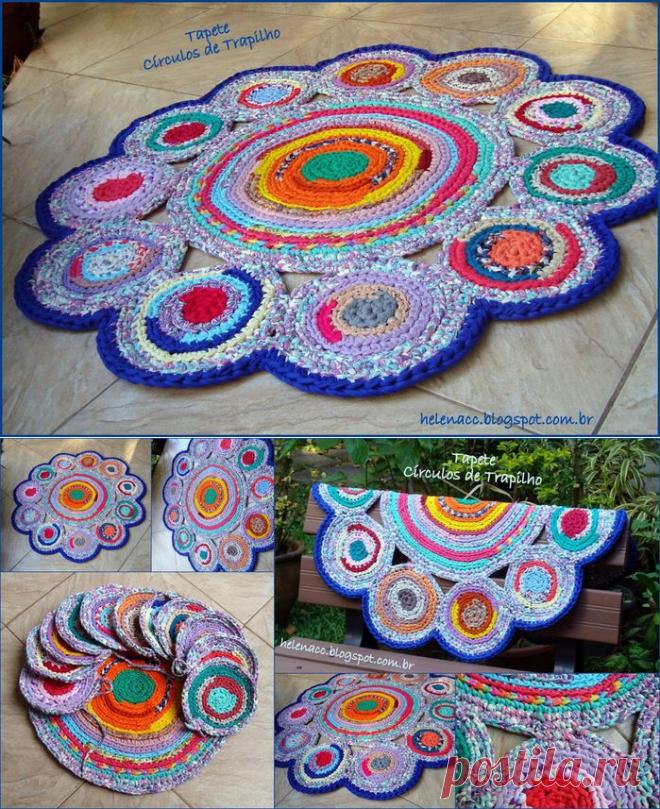 КОВРИК "КРУГИ" ИЗ РЕЗАНОЙ ТКАНИ ИЛИ ТРИКОТАЖА