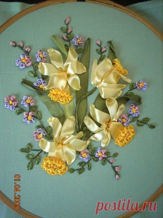 Вышивка лентами. Идеи.