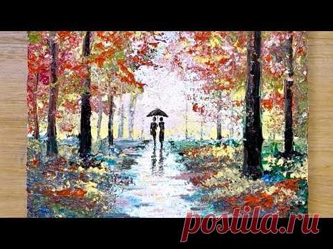 Техника рисования алюминием / Как нарисовать пару под зонтиком