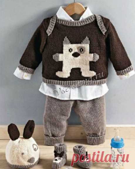 Пуловер, штанишки, шапочка и башмачки