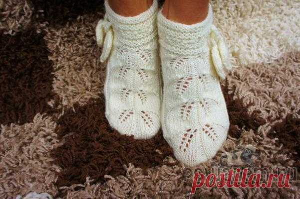 Носочки спицами с листиками от Ludmilla A