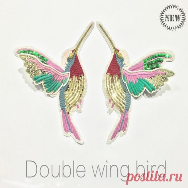 1 Пара 3D Блестка Вышивки Птицы Патч Аппликация Пришить Одежда Рубашка Docarate Аксессуары Лоскутное Diy ZC03 купить на AliExpress