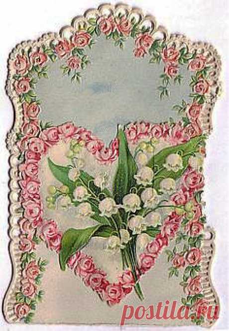 Розы и ландыш | Vintage иллюстрации ... Цветы | Pin ...
