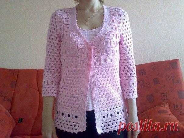 Ажурный жакет крючком
