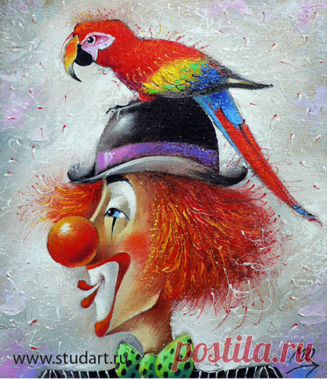 The symbol of the circus - clowns - paintings by Yuri Matsik - ego-alterego.com