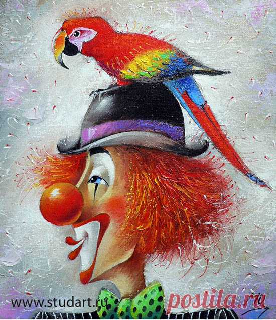 The symbol of the circus - clowns - paintings by Yuri Matsik - ego-alterego.com