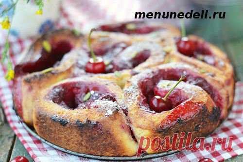Пирог с вишней и творогом - рецепт с пошаговыми фото / Меню недели