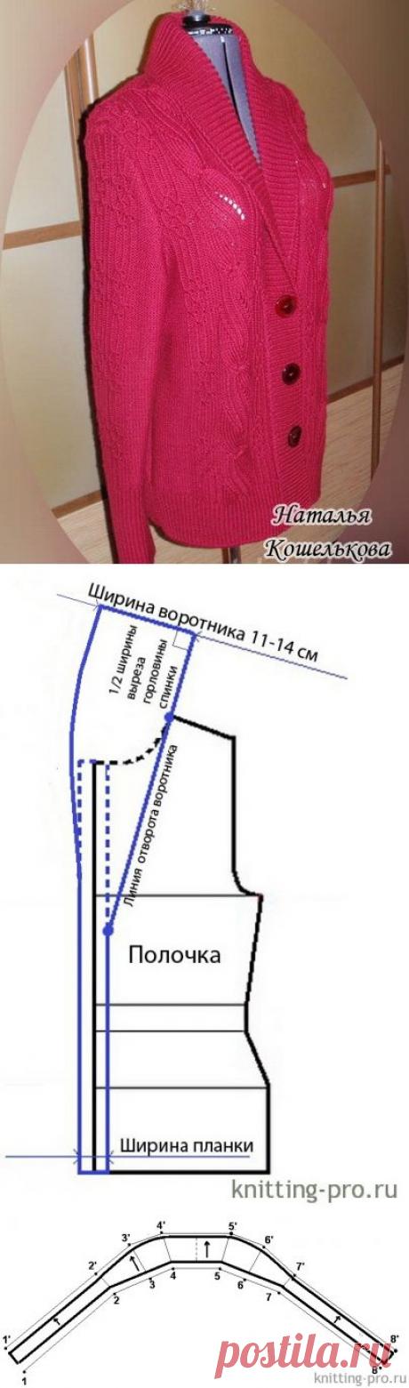 Расчет вязания цельно-вязанного воротника-шальки в поперечном направлении эластичным узором - knitting-pro.ru - От азов к мастерству
