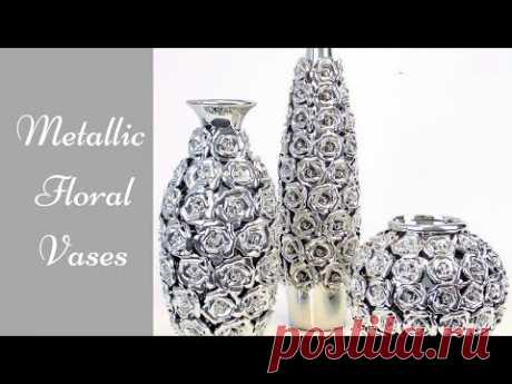 (64) Diy Metallic Rose Vases| Simple and Inexpensive Home Decorating idea! - YouTube