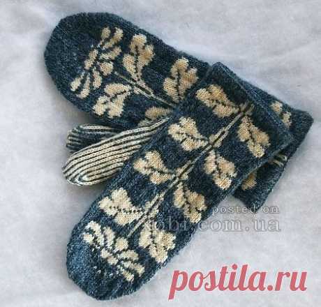 Жаккардовый узор для вязания варежек спицами