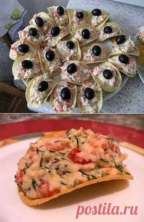 Закуска сырная на чипсах.