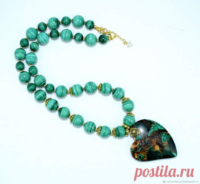 Авторская работа. Колье из натурального малахита с кулоном – купить на Ярмарке Мастеров – KQZY4RU | Колье, Москва