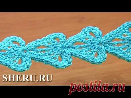 Crochet Leaf Ribbon Урок 24 Ажурные шнуры в виде листочков