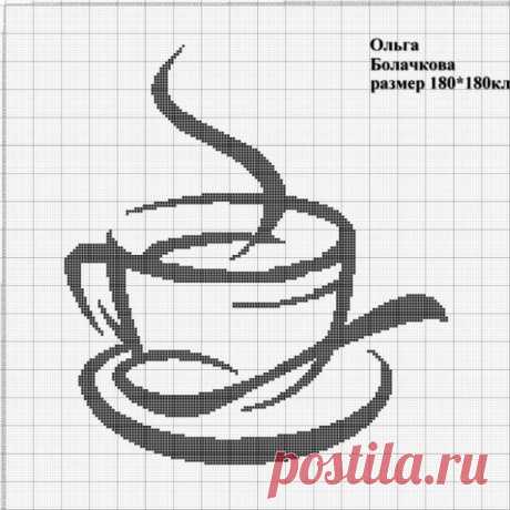 Чашки с кофе. Схемы для вышивки или жаккарда