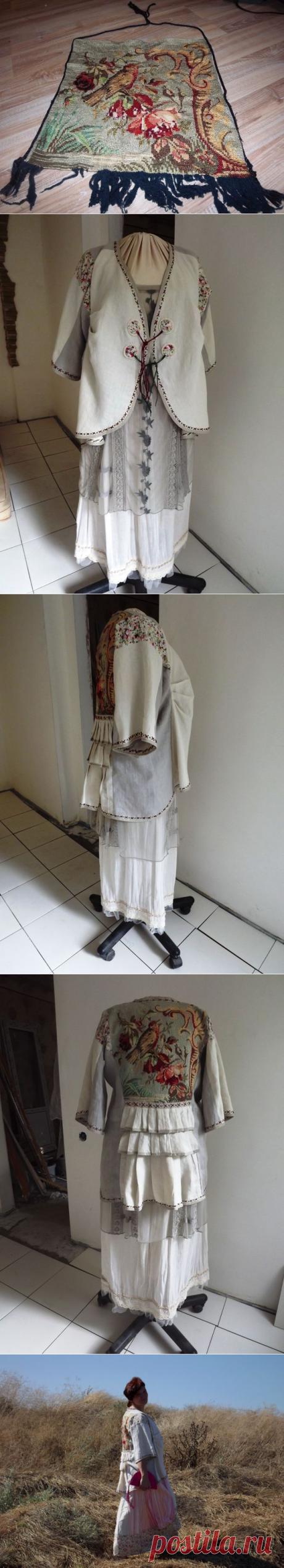 а=а=а=а необыкновенный бохо-льняной солоп &quot;Пазлы с соловьем&quot;