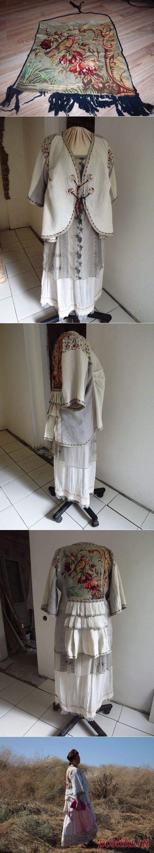 а=а=а=а необыкновенный бохо-льняной солоп "Пазлы с соловьем"