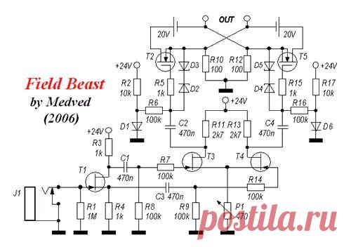 Field Beast.
Часть основная. УМ на полевых транзисторах с мягким ограничением без ОООС.