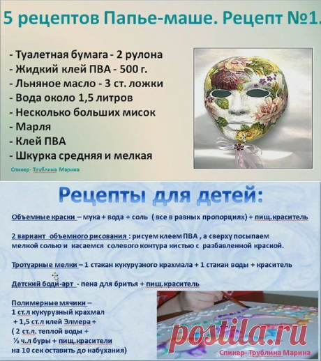 Полезные рецепты для декорирования и лепки от М.Трублиной.