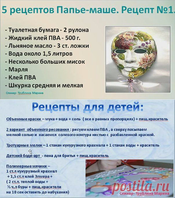 Полезные рецепты для декорирования и лепки от М.Трублиной.
