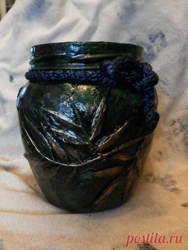 Банка стеклянная, имитация под камень