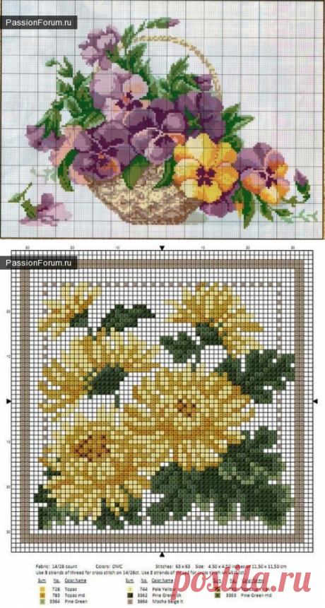 Цветы. Вышивка крестом