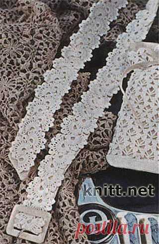 Белый пояс крючком ленточным узором. | knitt.net | Все о вязании